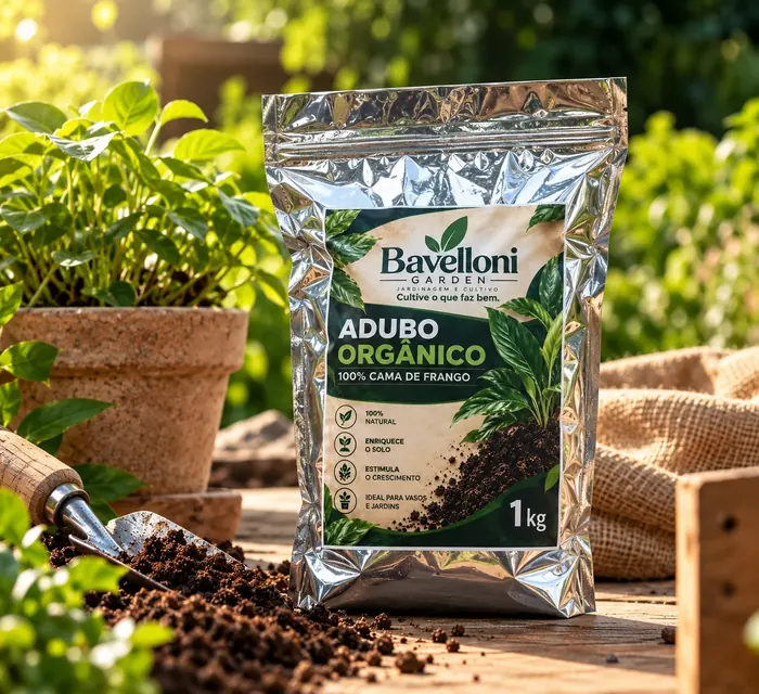 Embalagem de 1 kg do Adubo Orgânico Bavelloni Garden, 100% cama de frango