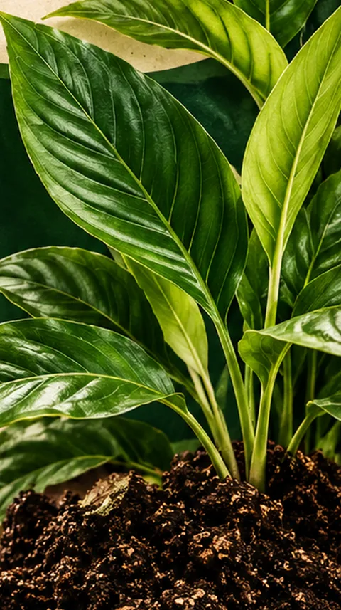 Planta verde e viçosa plantada em terra escura adubada